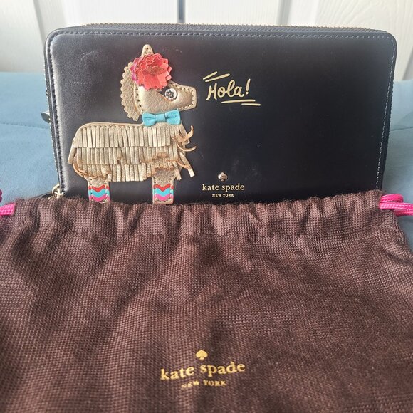KATE SPADE Haute Stuff Piñata Applique Lacey Smooth Leather Clutch Wallet - Picture 2 of 8